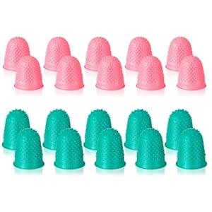 SATINIOR 20 Pcs Rubber Fingers Tip Fingers Protectors Covers Thimble Money Counting Collating Writing Sorting Protectors Hot Glue Wax Rosin Resin Collating Writing Task Scrap(Xs S M L XL,5 Colors), 
