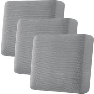 H.VERSAILTEX Super Stretch Individual Seat Cushion Covers - Sofa & Couch Cushion Slipcover Sets - Thick Jacquard Textured Twill Fabric (3 Piece XL, Dove)