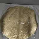 Placemats Set of 4, Round Placemats Gold Washable Wipeable Vinyl Place Mats Dining Table Mats for Wedding Party Kitchen Decorations