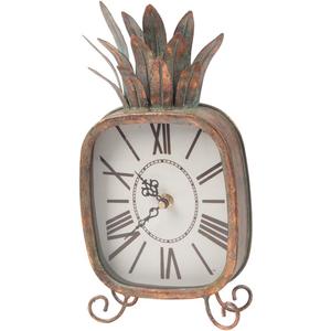 Foreside Home & Garden Copper Patina Rustic Pineapple Metal Battery Operated Table Clock
