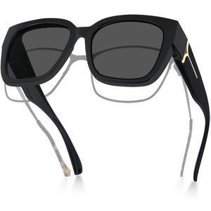 Meeloog Polarized Fit Over Glasses Sunglasses for Women UV Protection, Trendy Square Wrap Around Shades for Driving Riding