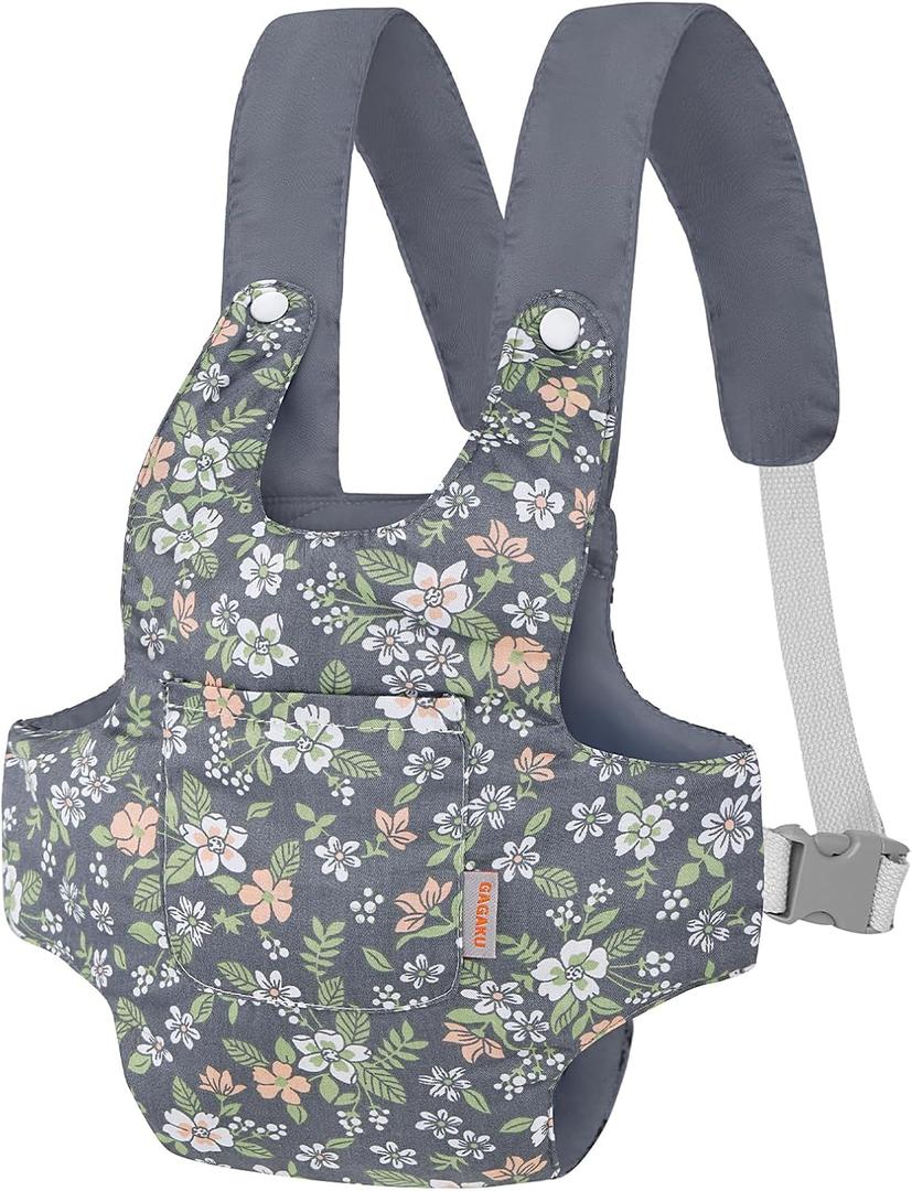 GAGAKU Baby Doll Carrier for Toddlers, Kids Toy Reborn Dolls Carrier for Little Girls, Baby Dolls Accessories - Gray - Leaf