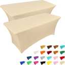 IVAPUPU 2 Pack 4FT Table Cloth for Rectangular Fitted Events Stretch Champagne Table Covers Washable Cover Spandex Tablecloth Protector for Party, Wedding, Cocktail, Banquet, Festival