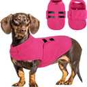 Queenmore Medium Dog Sweater, Soft Fleece Vest Pullover Dog Jacket with Leash Hole, Warm Winter Dog Clothes Cold Weather Doggy Dachshund Sweaters for Medium Dogs Cats Boy or Girl (Pink,M)