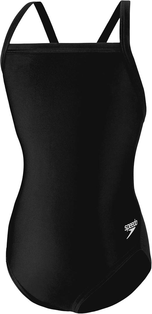 Speedo Girl's Swimsuit One Piece PowerFlex Flyback Solid Youth Team Colors (22, New Black)