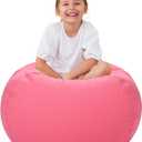 Aubliss Stuffed Animal Bean Bag Storage Chair (Solid Pink, Medium (32''))