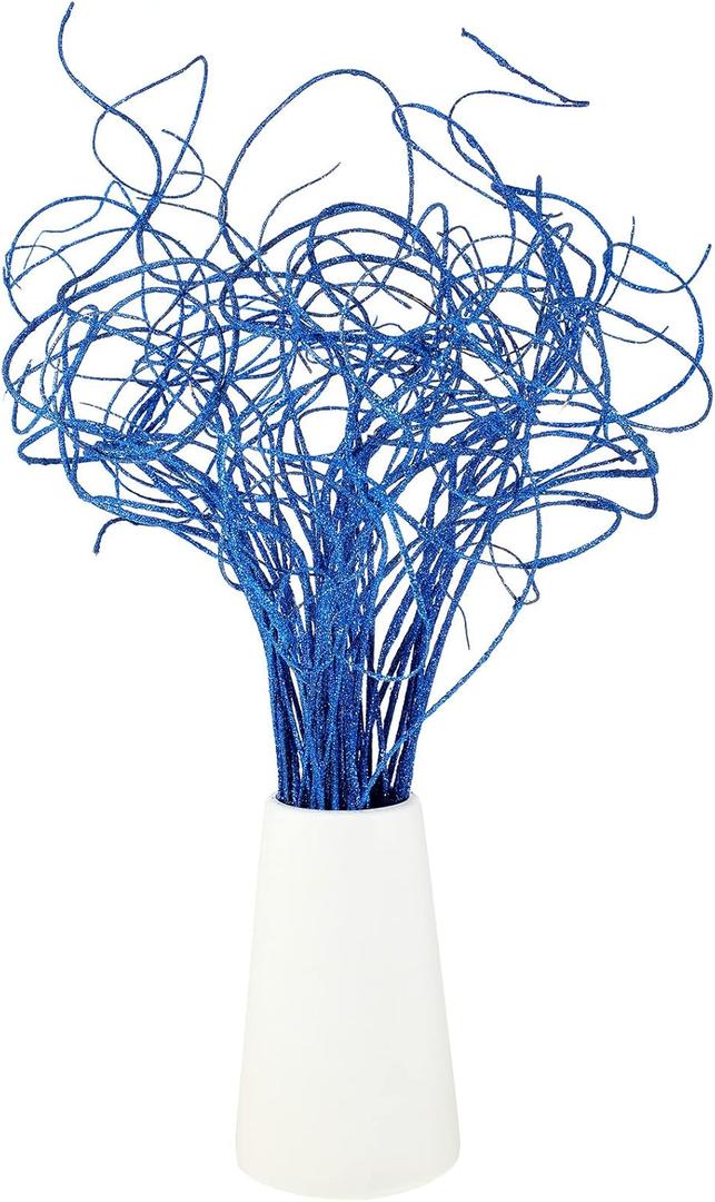 Jutom 55 Stems Blue Glitter Ting Ting Branches Vase Filler Decorations Curly Branches Table Centerpiece for Holiday Blue Home Tree Picks Decoration