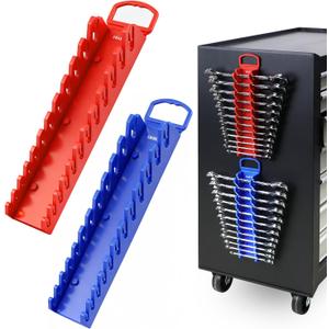 SWANLAKE 2-Piece Magnetic Wrench Organizer Toolbox Holder, SAE (1/4'' to 15/16''), Metric (6mm to 24mm) Ratchet Wrench Organizers, Total Hold 24 Slots Wrenches Holder for Tool Box
