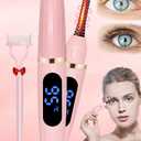 Heated Eyelash Curlers - Eye Lash Curler Heat - Mini Electric Eyelash Curler with LED Display 3 Temp Settings USB Rechargeable Natural Curling 24H Long Lasting for Women Makeup Tools Gifts