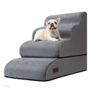 4-Step Dog Stairs and Ramp for Beds or Couches – Non-Slip Sturdy Pet Steps for Small Dogs and Cats,21" H,Grey