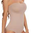 Strapless Bodysuit Shapewear for Women Tummy Control Sculpting Bodysuit Slimming Body Shaper Under Dress (Medium, Nude (Brief))