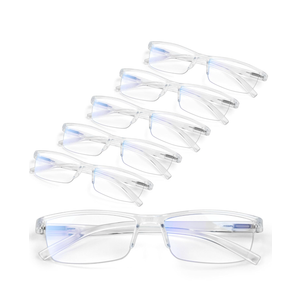 6 pack Executive Style Reading Glasses Men - Durable Readers with 99% Blue Light Blocking - Comfortable Fit with TR90 Frames, +2.0