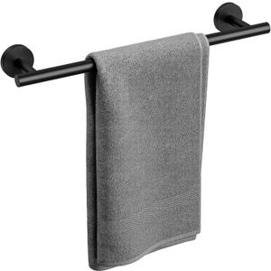 Matte Black Towel Bar, 18 Inch Bathroom Towel Rack, Towel Holder Wall Mounted, Thicken SUS304 Stainless Steel Towel Rod Modern Home Decor (Total Length 20-Inch)