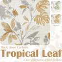 jinchan Linen Curtains for Living Room 63 Inches Length Tropical Leaf Print Botanical Flax Farmhouse Country Curtains Rod Pocket Light Filtering Window Treatment Drapes Set, 2 Panels, Yellow