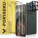 2+2 Pack for Motorola Edge 2025 Screen Protector and Camera Protectors, Fingerprint Support, Case Friendly, Bubble-Free, 9H Hardness Glass for Edge 2025