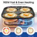 Electric Egg Pan Nonstick: No Stove Needed 900W Granite 4-Cup Omelette Pan with 2 Power Adjustable, Breakfast Non Stick Frying Pans Skillet for Eggs, Pancakes, Crepes, Plett and More