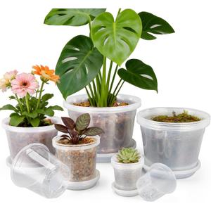 12/10/8/6/4 Inch Clear Nursery Pots with Drainage and Saucers, 20 Pack Large Clear Plastic Nursery Pots for Plants, Seedling Plant Pots for Repotting and Growing Plants, Flowers & Vegetables, 4/6/8/10/12 inch-20pcs