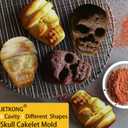 JETKONG Skull Cake Pan Silicone Skulls Cakelet Mold Skull Pirate Cake Tin Baking Pan (Black)