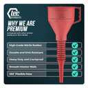 TEC Products FlexAll Long Flexible Funnels - Automotive Oil Funnel with Hose, Durable Nitrile Rubber for Oil Change, Transmission Funnel Fluid, Diesel, Fuel, Gas - Made in USA - Red (16 x 5 Inches)