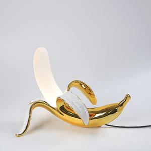 Modern Plated Resin Banana Table Lamp Light Novelty Plug in LED Fruit Night Lights,Funky Banana Lamp for Office Decorations Bedroom Atmosphere Lamp (Lying Banana Lamp)