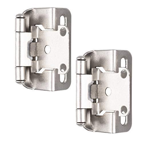 Barcaloo Self Closing Cabinet Hinges Satin Nickel, 20 Pack - 1/2 Inch Overlay 3/4 Inch Frame Semi Wrap Kitchen Cabinet Door Hinge Hardware