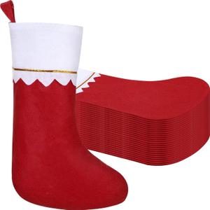 Zubebe 24 Pcs Felt Christmas Stockings 15 Inch Party Favors Stockings Xmas Decoration Stockings Rustic Christmas Santa Stockings for Christmas Holidays Home Decorations(Dark Red)