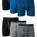 Hanes mens Ultimate FreshIQ Tagless Cotton Boxer ComfortFlex Waistband Brief, 6 Pack  Striped Assorted, Medium