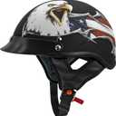 VCAN Cruiser Patriotic Eagle USA Graphics Motorcycle Half Helmet (Large, Flat Black Usa)