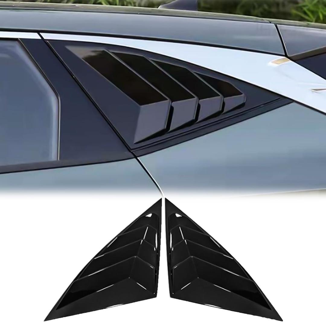 for Hyundai Tucson 2023 2022 Window Louvers Rear Side Window Louvers Air Vent Scoop Shades Cover Blinds Trim Exterior Accessories 2PCS(Bright Pitch Black)
