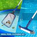 Pool Cleaning Kit, 14.5'' Pool Brush Head & Ultra Fine Mesh Pool Skimmer Net with Pole, Aluminum Frame Pool Net Skimmer & Pool Brush with Pole,Pool Net & Pool Brushes for Cleaning Pool Walls with Pole