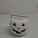Halloween Pumpkin Treat Pail, White, 8", Trick or Treat Decoration (White)