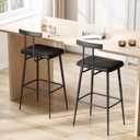 Bar Stools Set of 2, Tall Bar Stools with Backrest and Footrest, Counter Height Bar Chairs, Industrial Barstools with PU Leather Cushion, for Kitchen, Dining Room, Bar, Cafe (Black) KBS515B