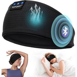 TOPOINT Sleep Headphones Headband Bluetooth 5.4, Sports Headband Earphones Sleeping Bluetooth Wireless with USB C for Women Men Sports Gifts Workout Jogging Yoga Insomnia Air Travel Meditation