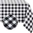 Romanstile Rectangle Vinyl PVC Tablecloth, 100% Waterproof Buffalo Plaid Plastic Table Cloth, Oil Proof Heavy Duty Wipeable Table Covers for Dining/Camping/Picnic/Outdoor - 60 x 102, Black and White