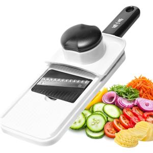 3-in-1 Handheld Mandoline Slicer - Stainless Steel Vegetable Cutter Shredder Cheese Grater with Comfort Grip, Ideal for Speedy Fruits & Vegetables Slicing