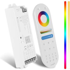 Goldlife WiFi RF Remote Controller Kit, 5in1 DC12-24V C1-1 5Inch LED Controller & C1-2 Remoter for RGB CCT RGBW Boat Pool Light Control, Compatible with Tuya APP/Alexa Echo/Google Assistant Home/Siri