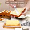 2 x Butter Dish with Lid, 6.5" Large Butter Container for Countertop, Ceramic Brown Butter Keeper Container with Knife, Bamboo Cover and High-Quality Silicone Sealing for Home Decor Kitchen