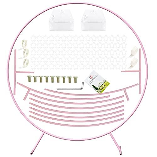 LANGXUN Large Size Metal Round Balloon Arch kit Decoration, for Wedding Birthday Party Decoration, Graduation Decorations and Baby Shower Photo Background (6ft - Pink)