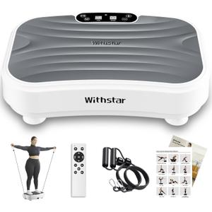 Vibration Plate Exercise Machine,Vibration Plate Platform for Lymphatic Drainage Whole Body Vibration Plate Machine Helps Weight Loss Shaping 330lbs 110V~240V (GrayWhite)