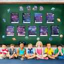 2 x Pasimy Reading Posters Reading Strategies Posters Bulletin Board Decoration Educational Read Poster for Elementary Middle School Library Classroom Decorations(Space)