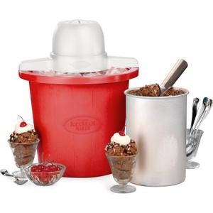 Nostalgia Electric Ice Cream Maker  Parlor Style, Old Fashioned Soft Serve Ice Cream Machine Makes Frozen Yogurt or Gelato in Minutes - Fun Kitchen Appliance  Red - 4 Quart
