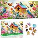 VAIIEYO Bird Puzzles for Adults 1000 Pieces - Birdhouse Flowers, Extra Large Jigsaw Puzzles Butterfly, Fun & Challenging Puzzles, Family Time, Great Gift Idea, Home Decor, Finished Size 31.5 x 16.4in