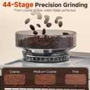AMZCHEF Espresso Machine With Grinder, 190-201 Temp Control Coffee machine with 44 Grind Setting, Milk Frother, Touch Screen, Cold Brew, Sliver
