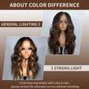 Synthetic Lace Front Wigs for Black Women Highlight Brown Mix Black Natural Wavy Glueless Wig Ready to Wear 13x4x1 HD Lace Pre Plucked Middle Part Wig 26 Inch