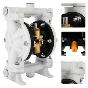Air Operated Double Diaphragm Pump QBK-15 1/2 inch Outlet 12 GPM Pneumatic Transfer Max 115 PSI Industrial Use for Chemical Waste Oil Dual Diaphragm PTFE Nitrile Rubber by Plastic and Stainless Steel