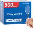 500 Count Clear Plastic Spoons, Heavy Weight Disposable Spoons Cutlery Plastic Utensils, Clear PlasticSilverware Bulk
