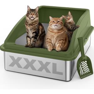 AIPERRO Stainless Steel Litter Box Extra Large for Big Cats and Multi-Cats