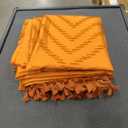 Dynamene 78 Inches Long Shower Curtain, Boho Tufted Chevron Striped Tall Cloth Shower Curtains for Bathroom Decor, Large Hotel Spa Luxury Shower Curtain Set with Hooks, Wrinkle Free, Orange, 72x78