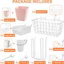 Pegboard Basket Organizers, Peg Board Large Baskets Hooks Bins Cups Tool Organizer 42 Pack Set, Wall Storage Display Hanging Accessories for Craft Office Stadio Shed Garage Organization (White & Pink)