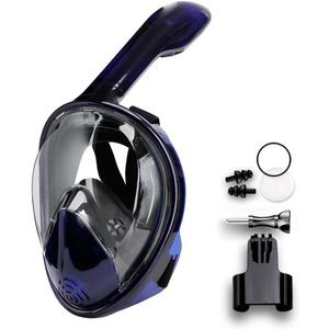 Diving Goggles Snorkeling Sambo Full Face Diving Mirror Full Dry Snorkel Children Adult Swimming Equipment with Easy Breathing and Easy Drainage Design and Anti-Fog and Leak-Proof Technology